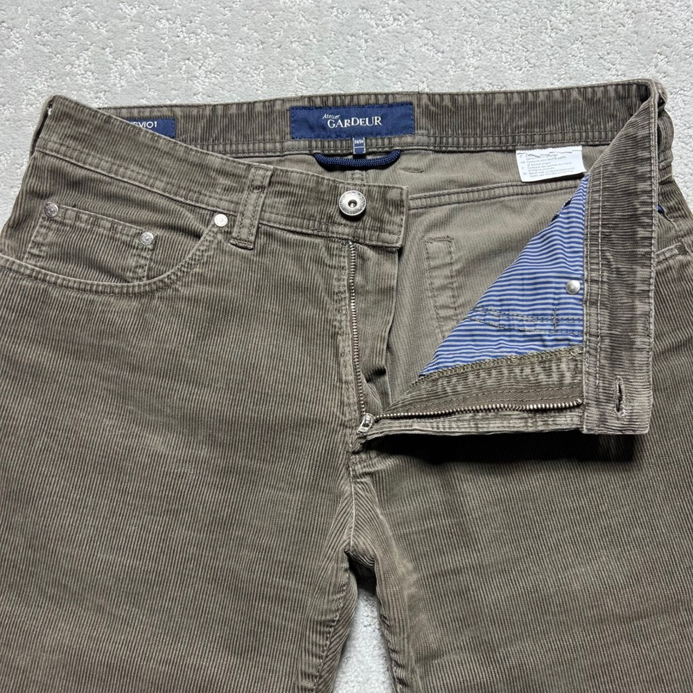 Atelier Gardeur Pants Mens 34x34 Brown Corduroy Nevio1 Regular Fit Chino Cotton‎